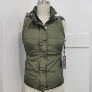 Ci Sono L.A. Ourwear Evergreen Sherpa Hoodie Zip Button Pockets Puffer Vest Sz S